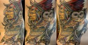 Native American and Barn Owl Tattoo