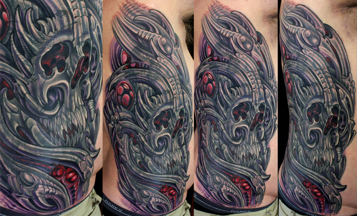 Biomechanical Skull Cover up This tattoo was a huge undertaking 