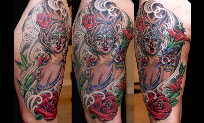 Day of the Dead Tattoo at San Diego's Remington Tattoo by Terry Ribera