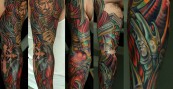 Terry Ribera and St. Michael at San Diego's best tattoo shop Remington Tattoo